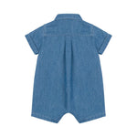 Moschino Kids Tutina in Denim con Stampa per Neonati