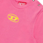 Diesel Kids Felpa Girocollo Rosa Con Logo Oval D per Neonate