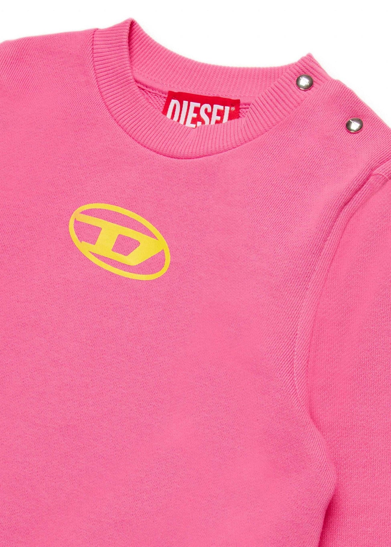 Diesel Kids Felpa Girocollo Rosa Con Logo Oval D per Neonate