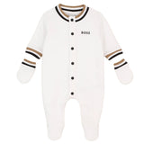 BOSS Kids Set Nascita 4 Pezzi Bianco con Tutina Body Cappellino e Bavaglino per Neonati