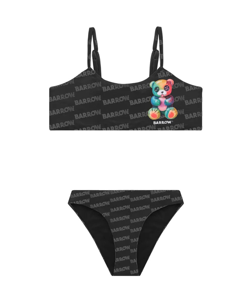 Barrow Kids Costume Bikini Nero All-Over con Stampa Multicolor per Bambine