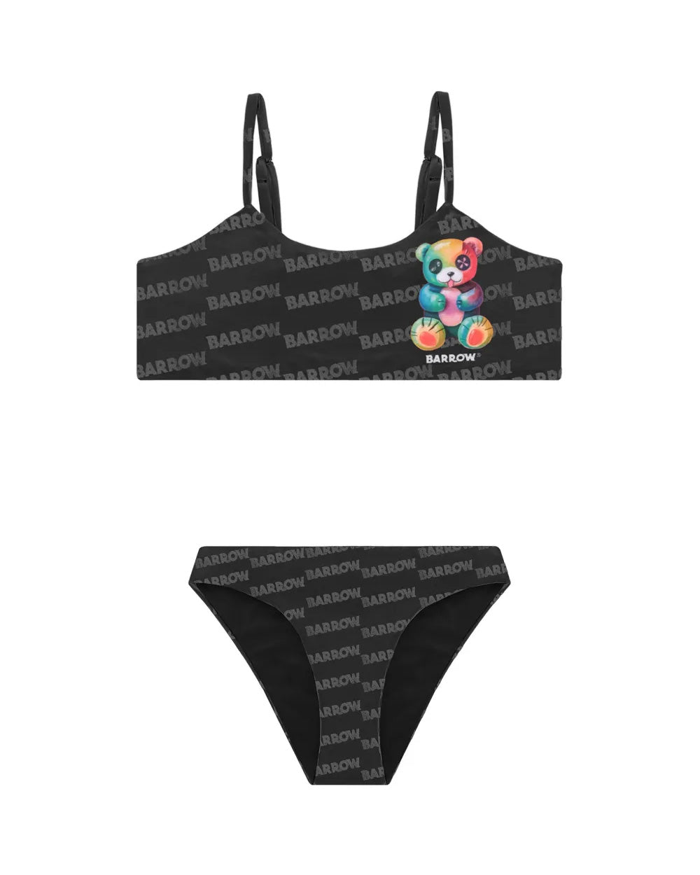 Barrow Kids Costume Bikini Nero All-Over con Stampa Multicolor per Bambine