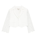 Twinset Kids Giacca Off-White con Maniche in Pizzo per Bambine
