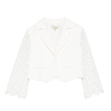 Twinset Kids Giacca Off-White con Maniche in Pizzo per Bambine