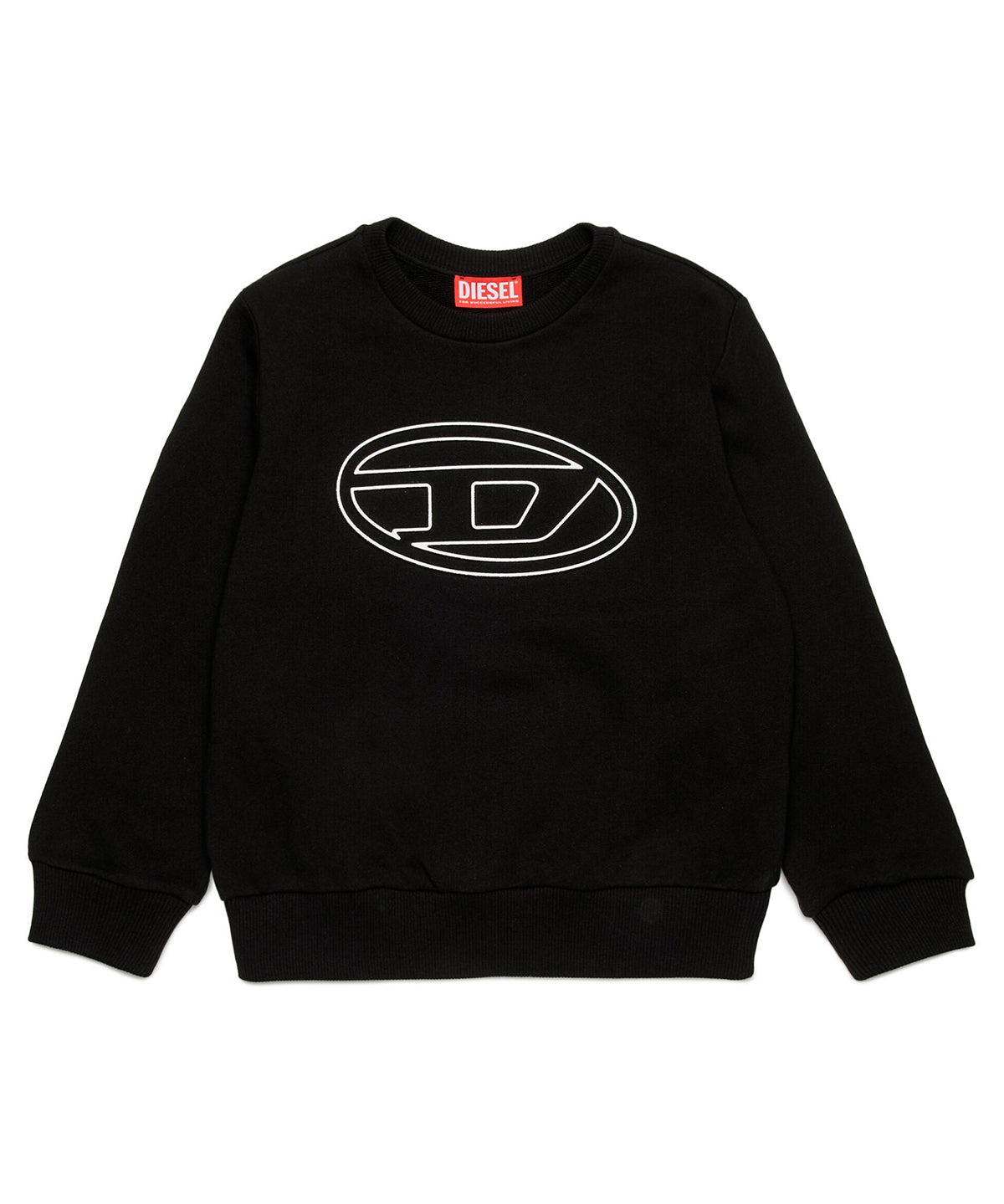 Diesel Kids Felpa Girocollo Nera con Logo Oval D (fronte)