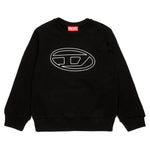 Diesel Kids Felpa Girocollo Nera con Logo Oval D (fronte)
