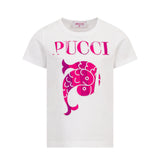 Emilio Pucci kids T-Shirt Bianco con Stampa Logo per Bambine