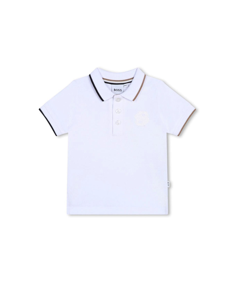 Boss Kids Polo Bianca con Logo per Neonati