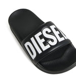 Diesel Kids Ciabatta Nero con Logo Bianco Unisex