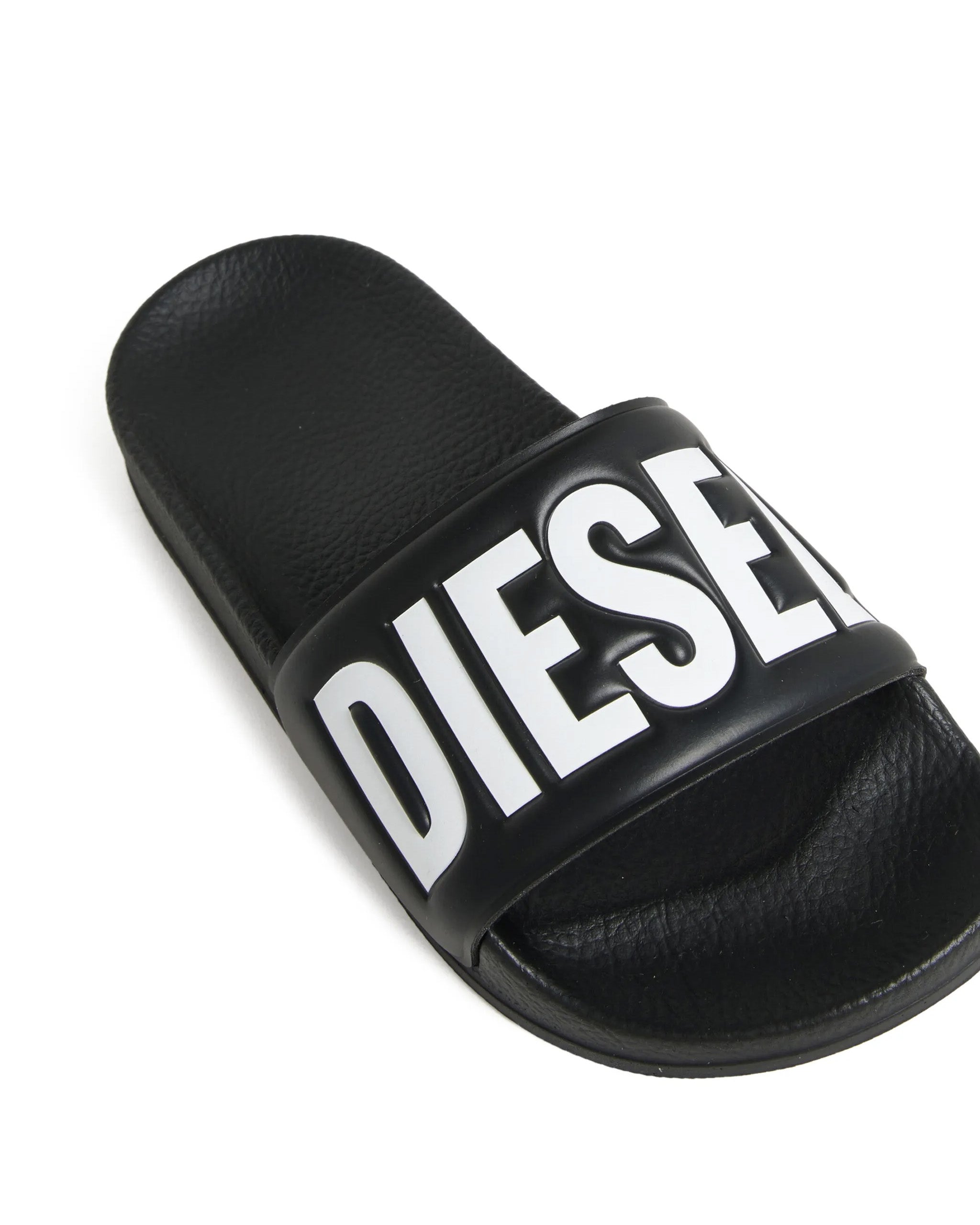Diesel Kids Ciabatta Nero con Logo Bianco Unisex