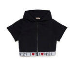 N°21 Kids Felpa Crop con Cappuccio Nera