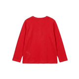 Moschino Kids Maglia Rossa a Maniche Lunghe con Stampa Teddy Bear e Cuore Glitter per Neonate