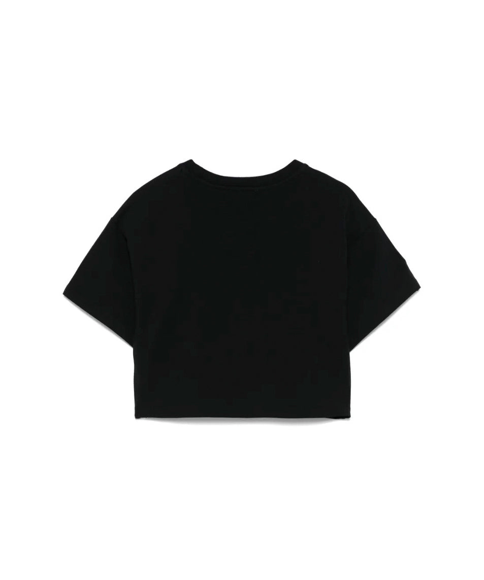 Moschino Kids T-shirt Crop Nera con Stampa Toy per Bambine (retro)