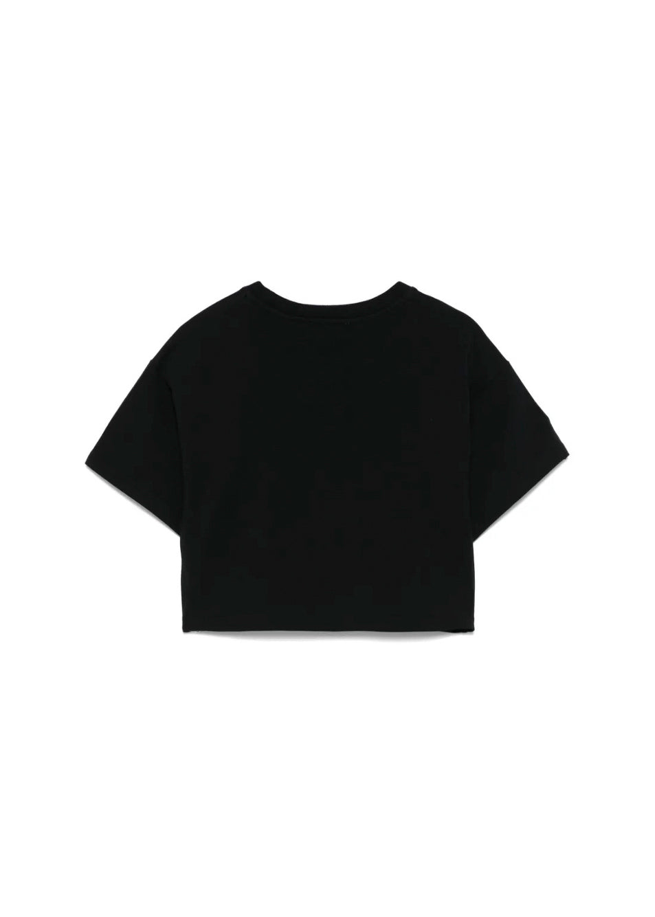 Moschino Kids T-shirt Crop Nera con Stampa Toy per Bambine