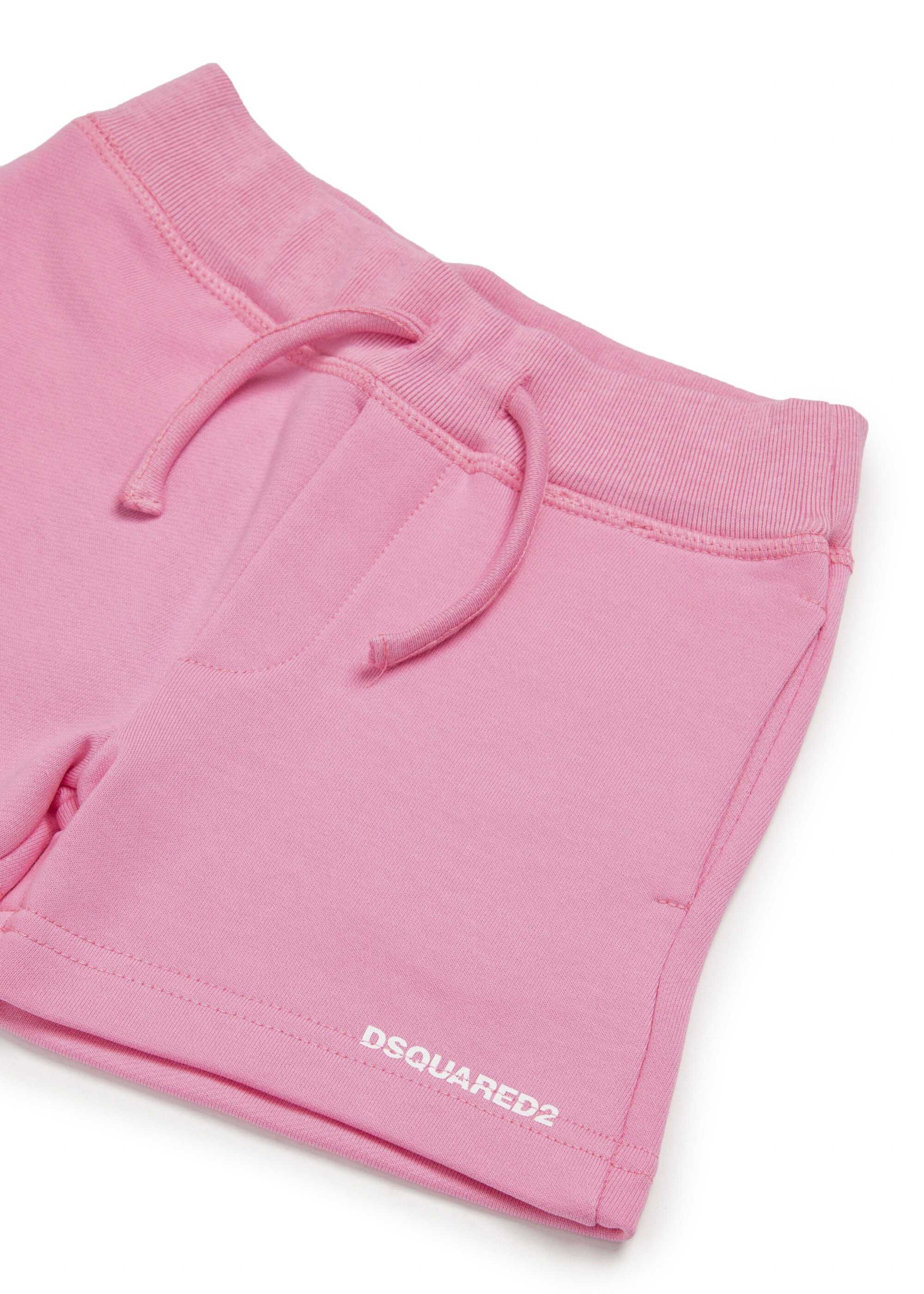 Dsquared2 Kids Short Rosa in Felpa con Logo per Neonate