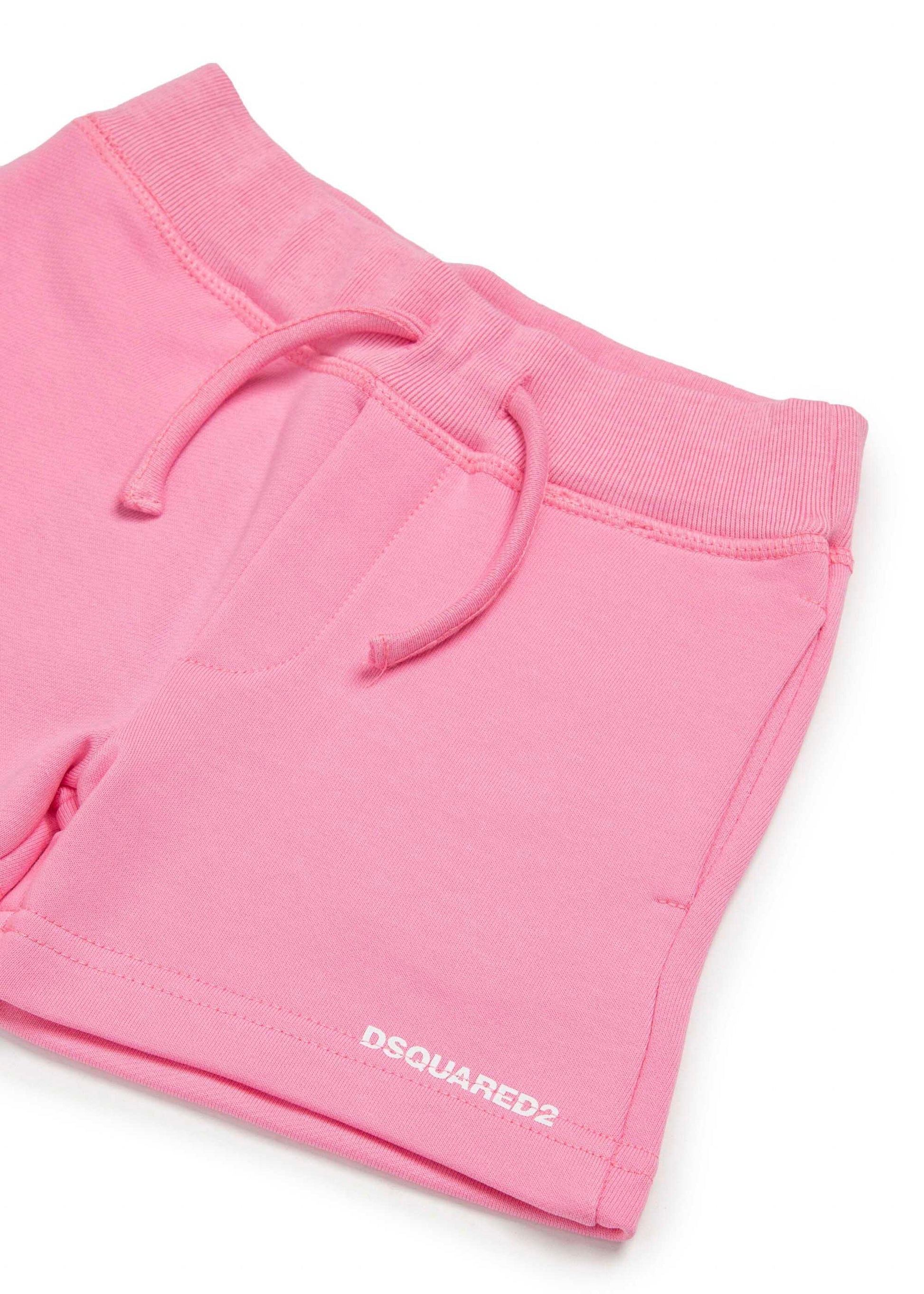 Dsquared2 Kids Short Rosa in Felpa con Logo per Neonate