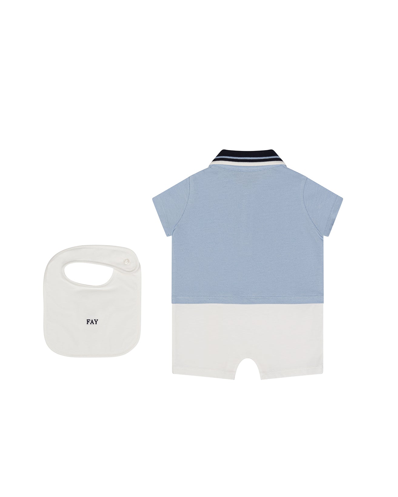 Fay Kids Set Nascita Body + Bavaglino Celeste/Bianco per Neonati