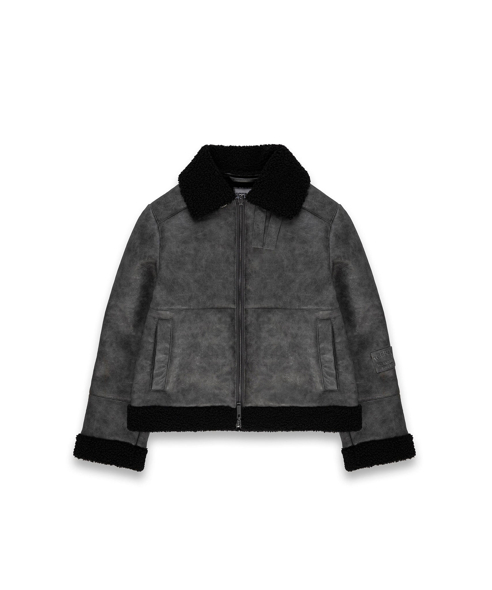 Iceberg Kids Giacca Grigia con Colletto in shearling Nero e Tasche Frontali per Bambini