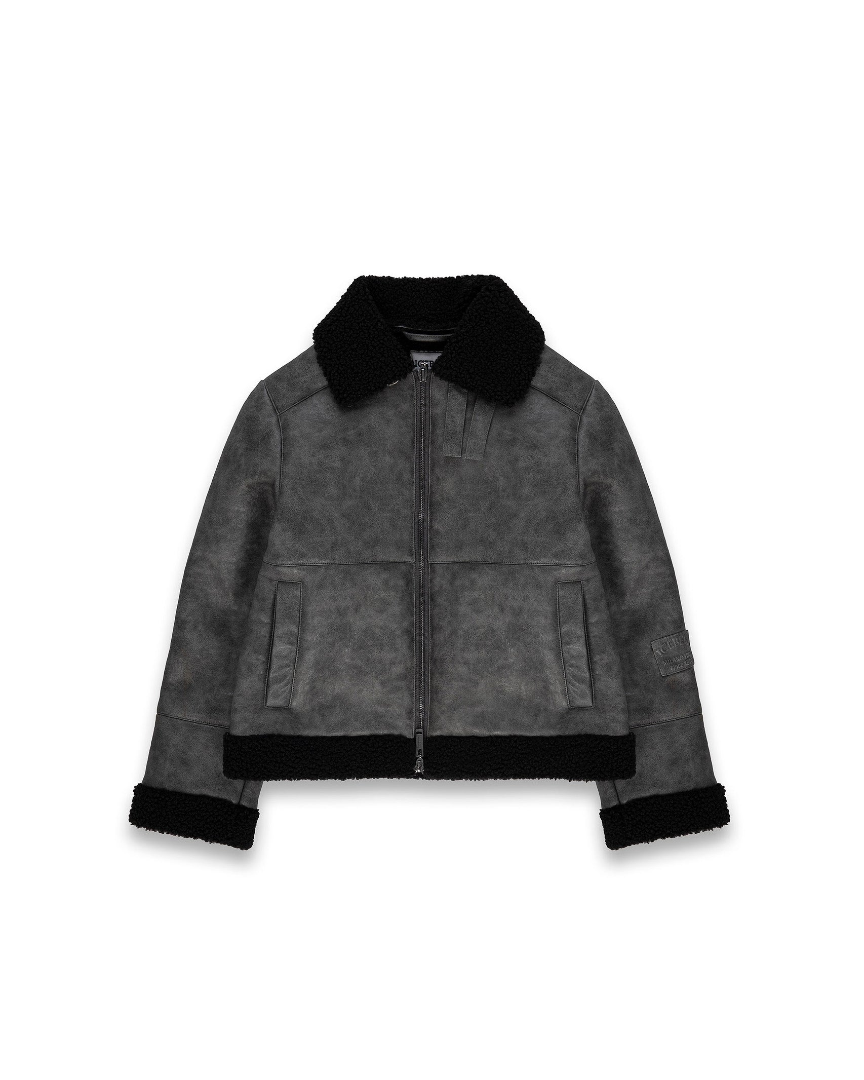 Iceberg Kids Giacca Grigia con Colletto in shearling Nero e Tasche Frontali per Bambini
