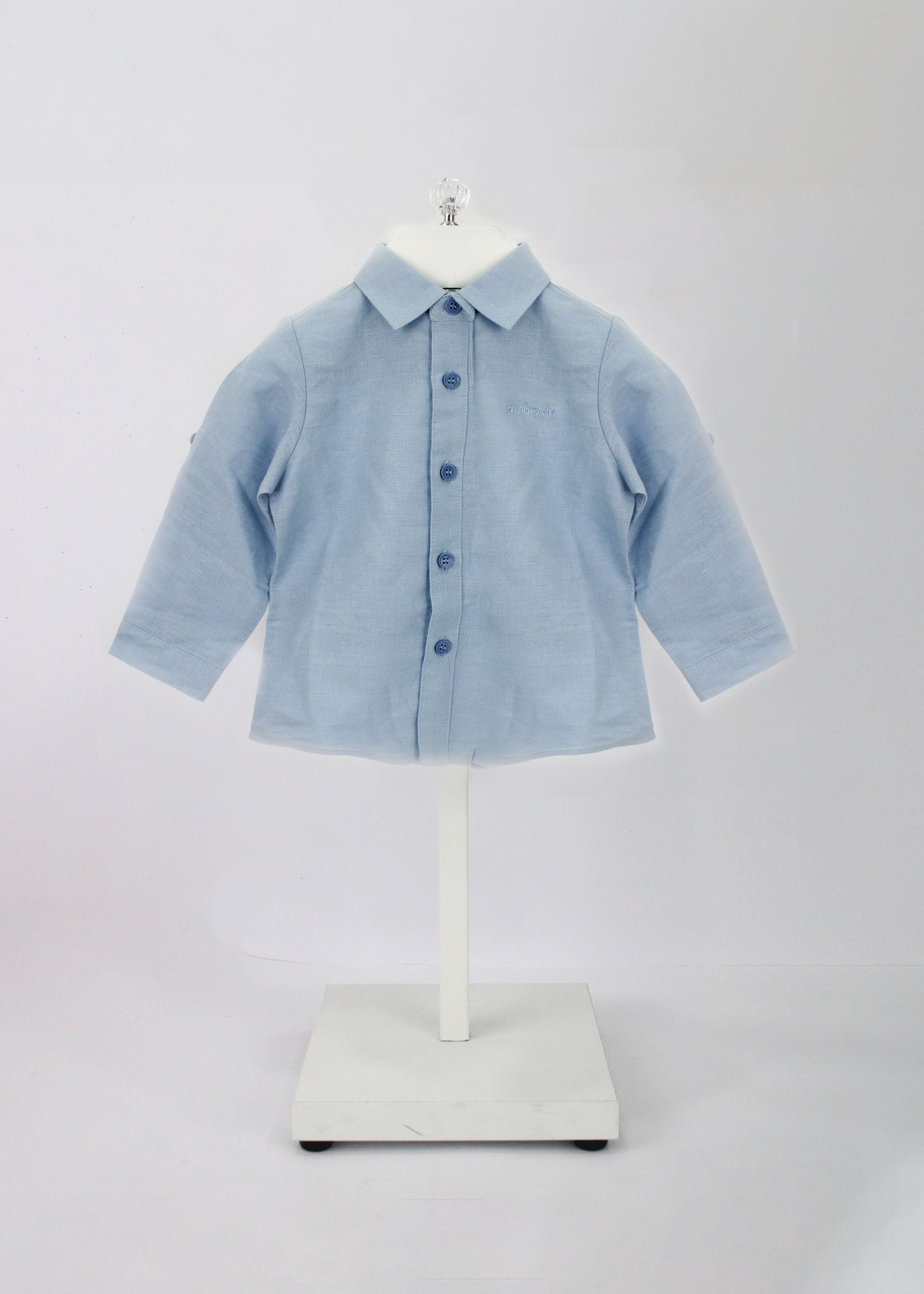 Minibanda Camicia Celeste con Logo per Neonati