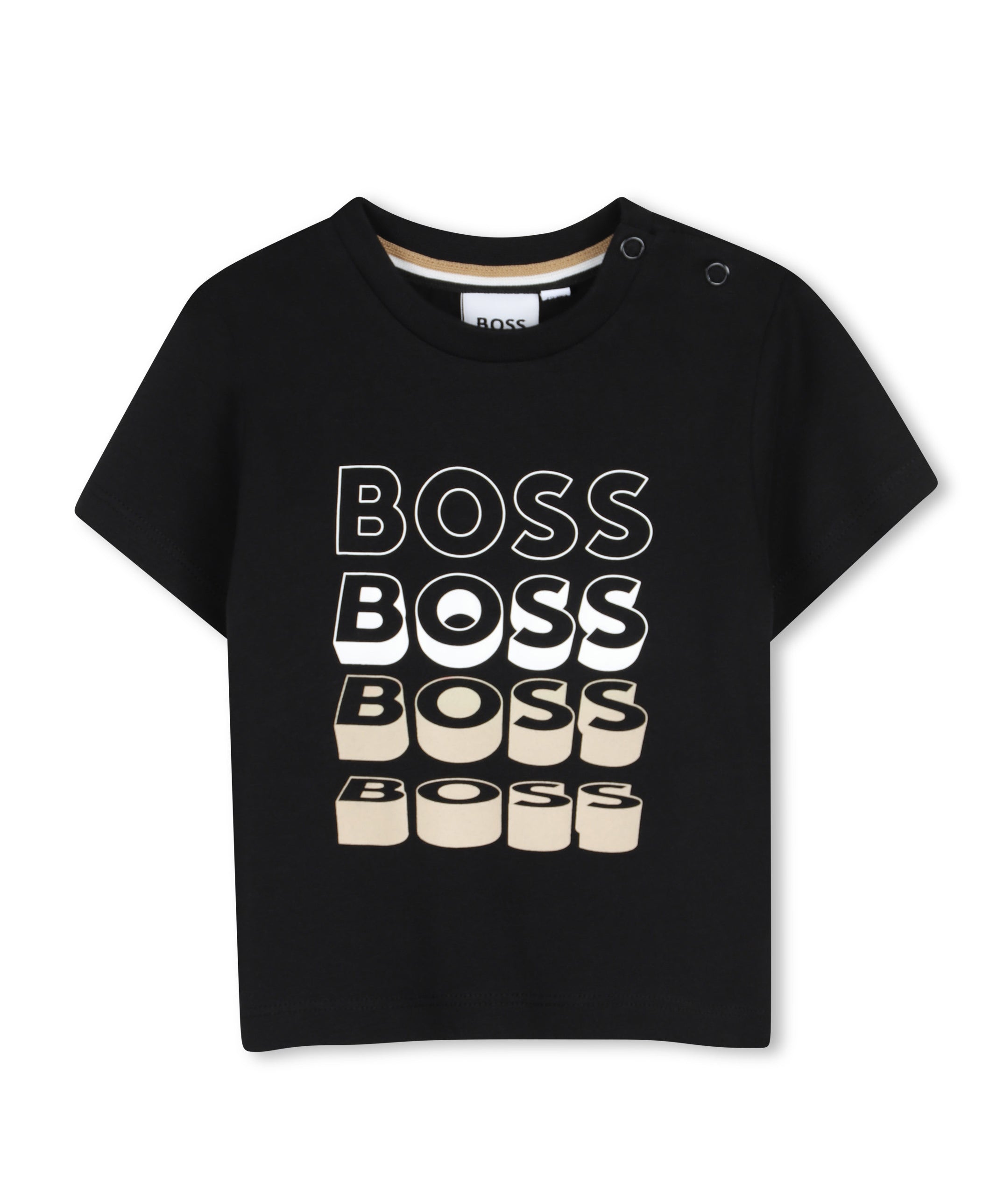 Boss Kids T-Shirt Nero con Stampa per Neonati