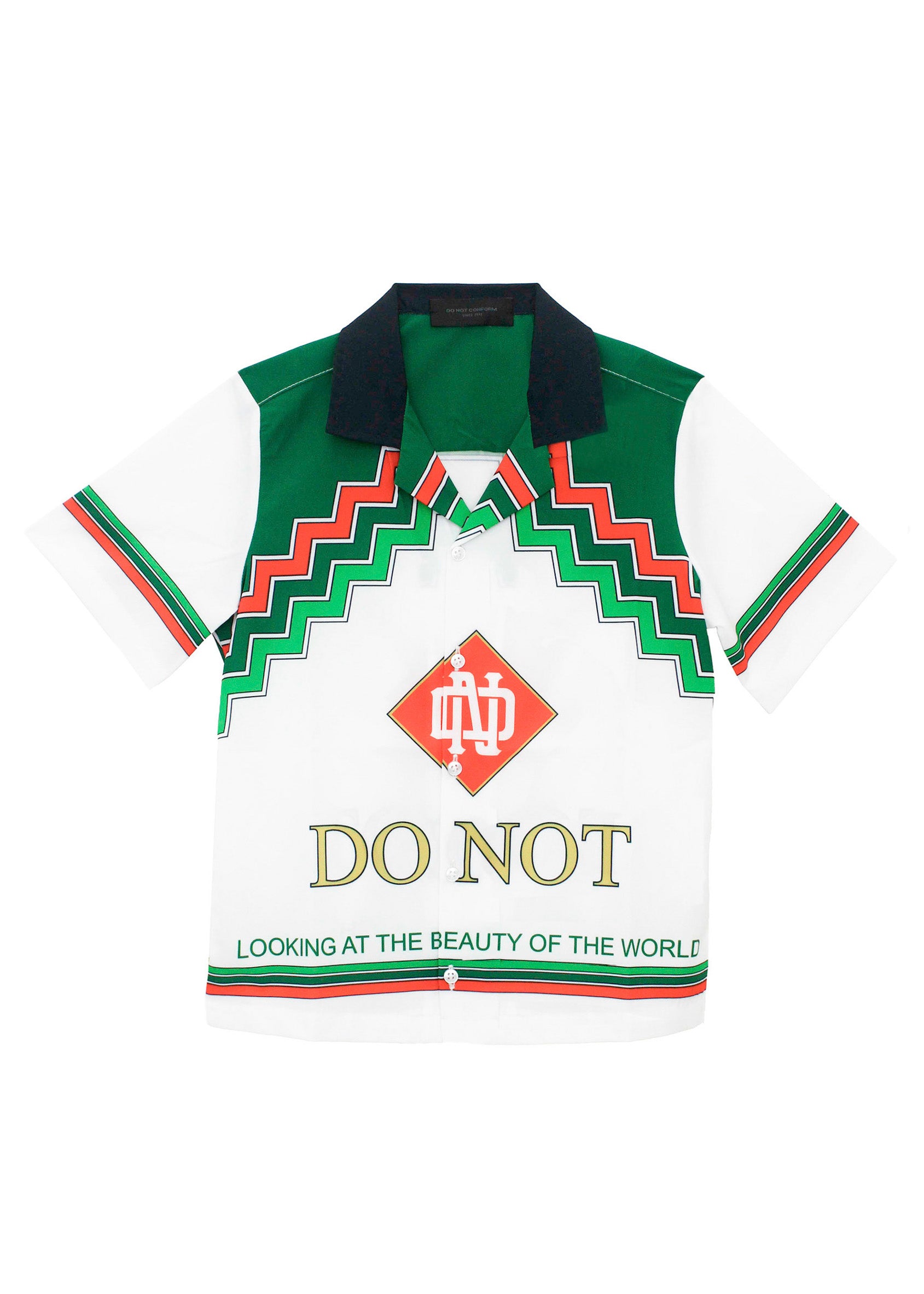 Do Not Conform Camicia Bianca con Stampa Verde per Bambini