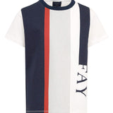 Fay Kids White/Blue Logo T-Shirt for Children