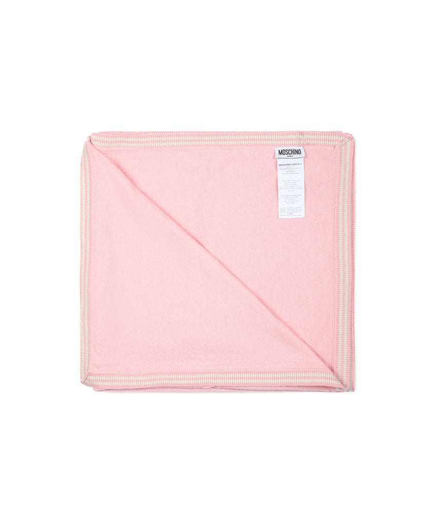 Moschino Kids Coperta Rosa con Intarso Teddy Bear per Neonati
