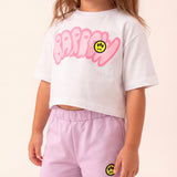 Barrow Kids White and Lilac Outfit with Pink Rose Print for Newborn Girls