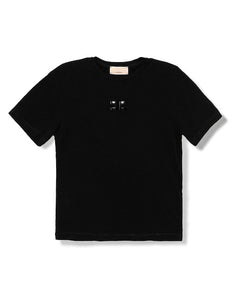 Elisabetta Franchi La Mia Bambina T-shirt Nera con Logo CC per Bambine
