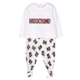 Moschino Kids Tutina Bianca con Motivo Teddy Bear per Neonate