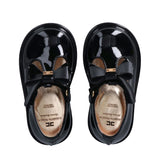Elisabetta Franchi La Mia Bambina Scarpa Bassa Nero Lucido con Fiocco e Logo per Neonate
