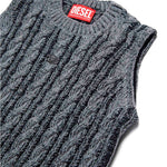 Diesel Kids Gilet in Maglia Intrecciato Grigio Melange per Bambini (dettaglio)