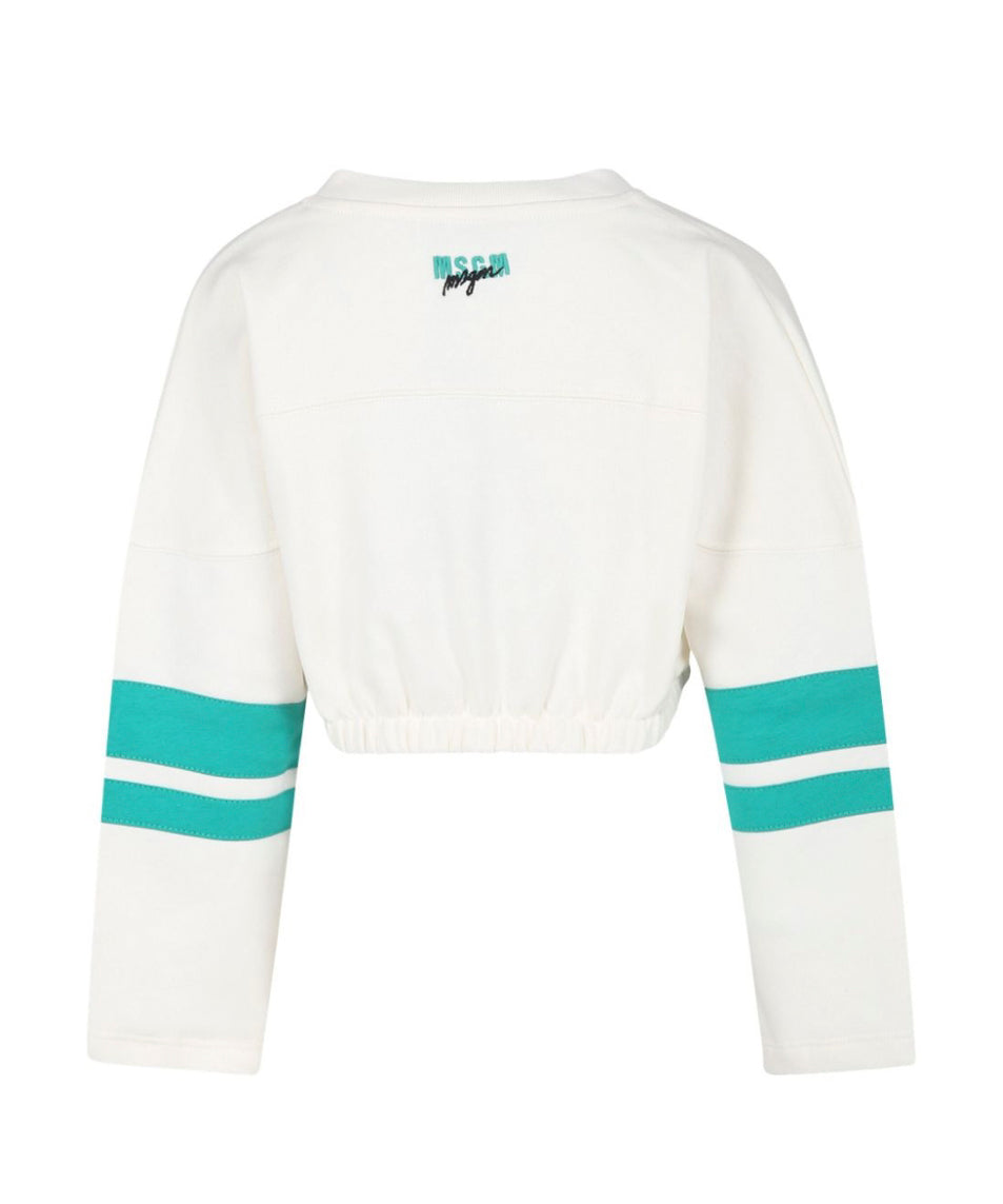 MSGM Kids Felpa Crop Crema Cheer per Bambine (retro)