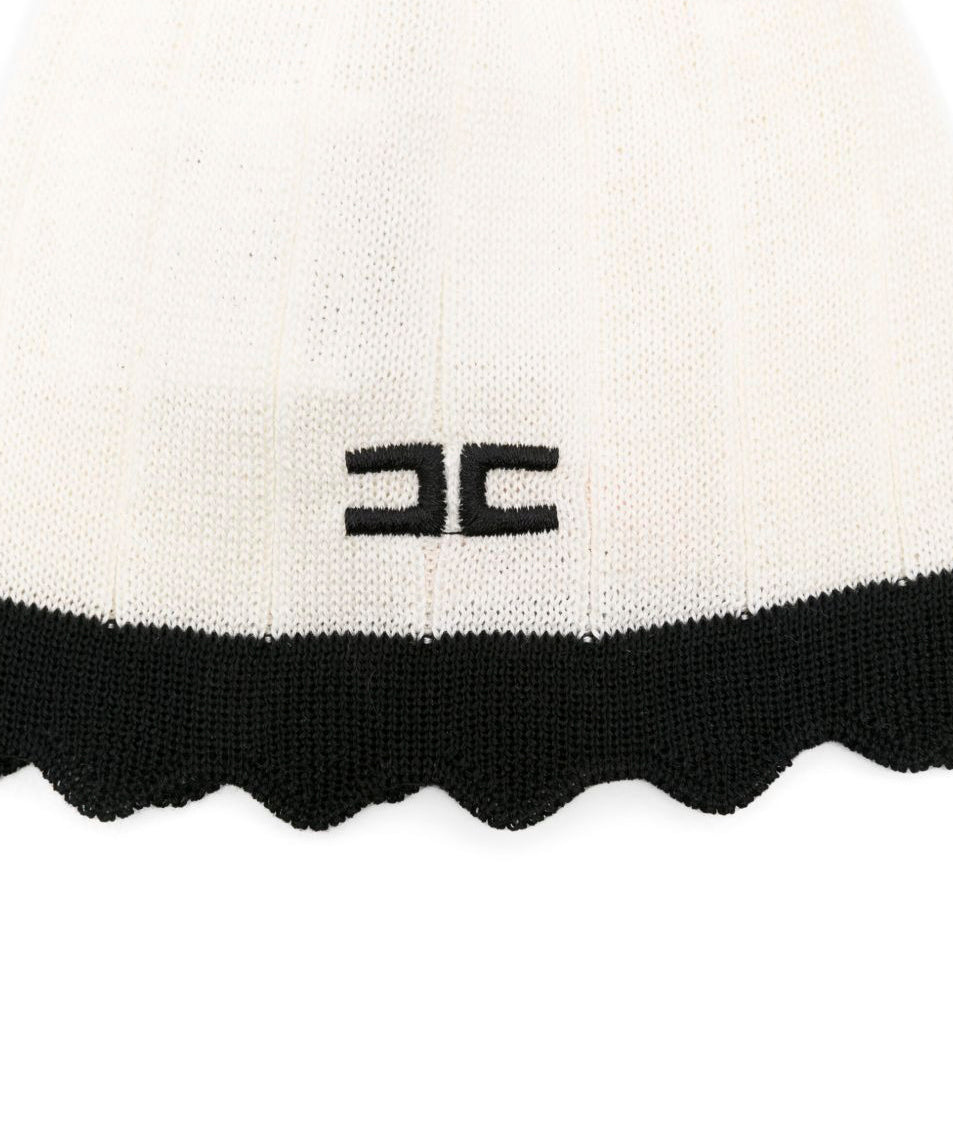 Elisabetta Franchi La Mia Bambina Cappello Burro/Nero con Logo per Neonate