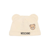 Moschino Kids Set Beige con Cappellino e Bavaglino con Stampa Teddy Bear e Logo Unisex