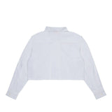 Diesel Kids Camicia Bianca Cropped con Logo Ricamato su Colletto per Bambine