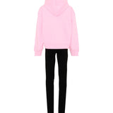 John Richmond Kids Tuta con Felpa Rosa con Cappuccio e Leggings Nero con Logo per Bambine