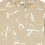 Calvin Klein Kids Felpa Beige con Cappuccio con Logo Monogram per Bambini (dettaglio)