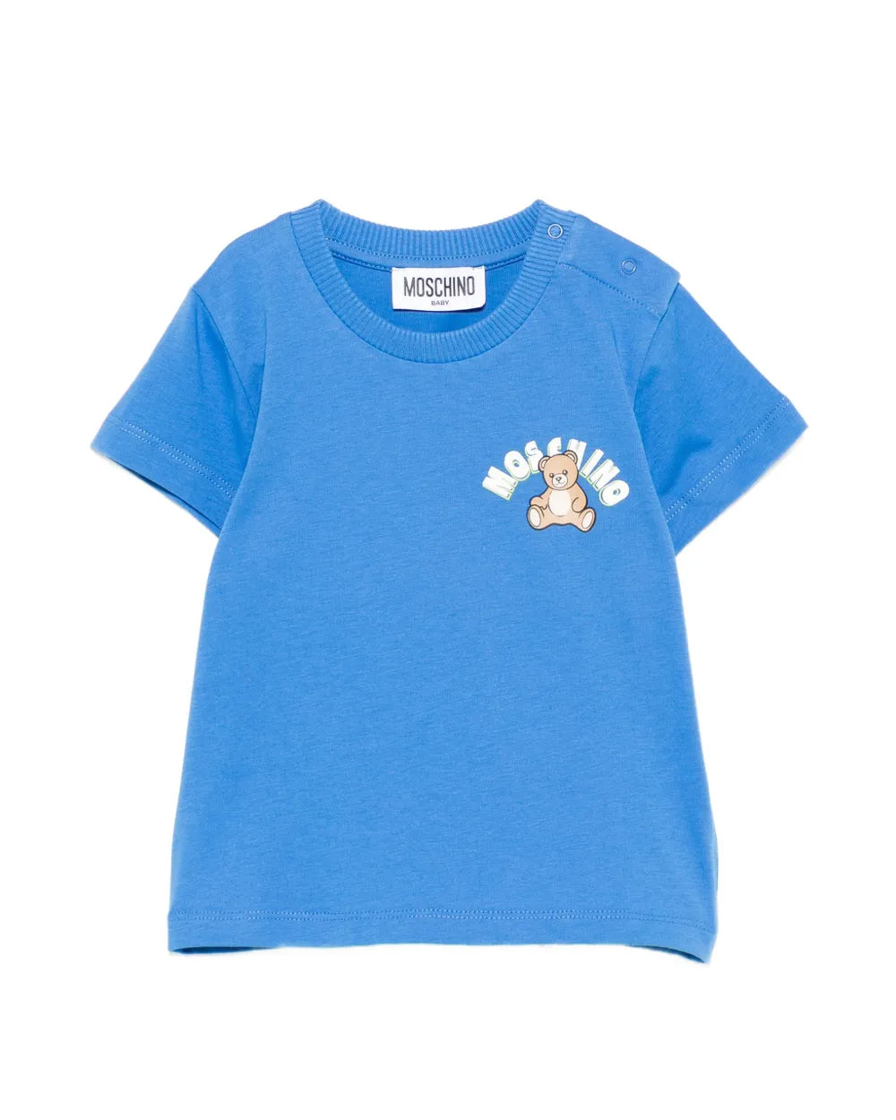 Moschino Kids T-Shirt Blu con Logo Teddy Bear per Neonati
