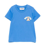 Moschino Kids T-Shirt Blu con Logo Teddy Bear per Neonati