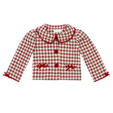 Deolinda Kids Completo 2pz Pantaloncini e Giacca in Tweed Crema Rosso e Nero per Neonate