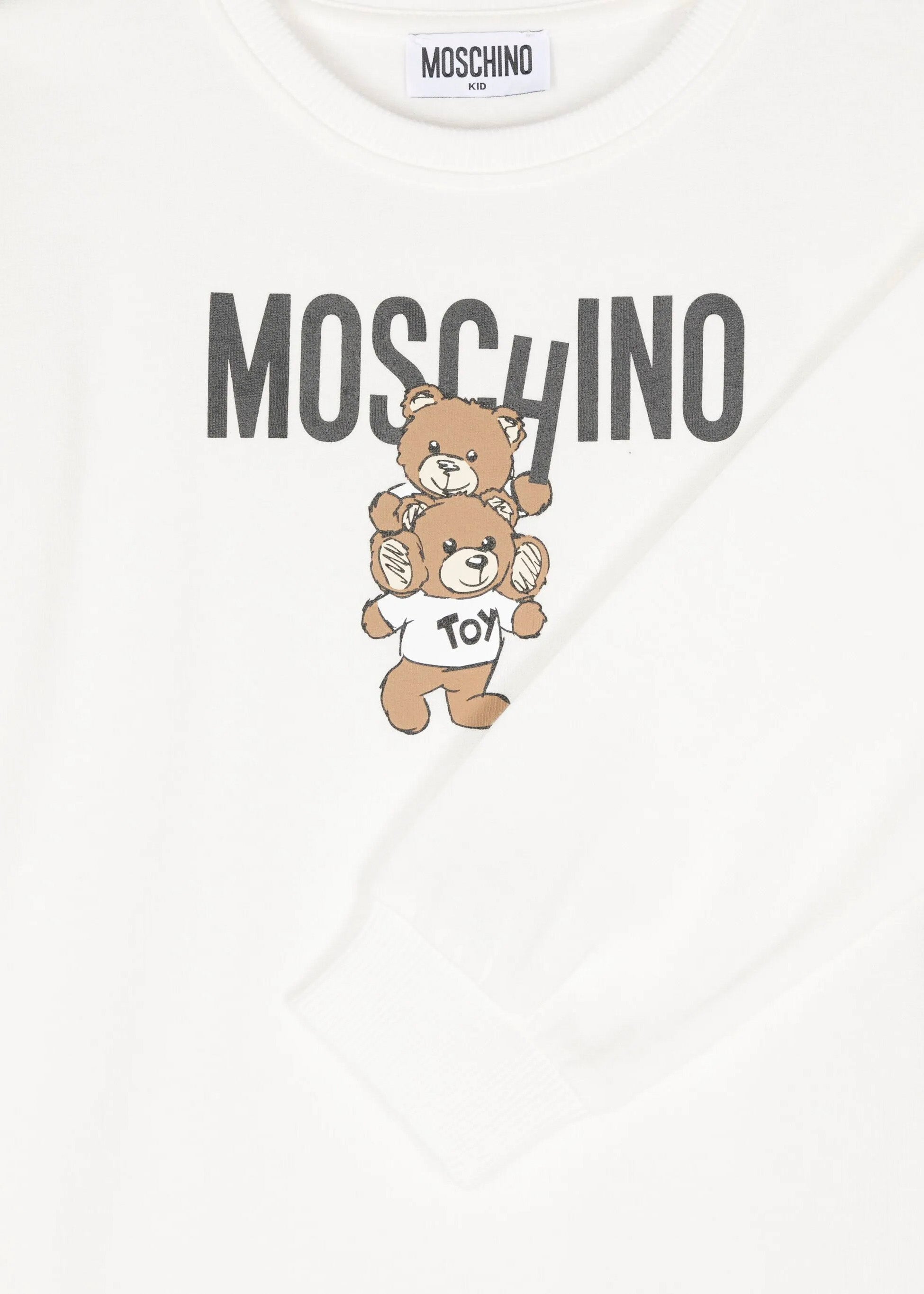 Moschino Kids Abito Panna con Stampa Logo per Bambine