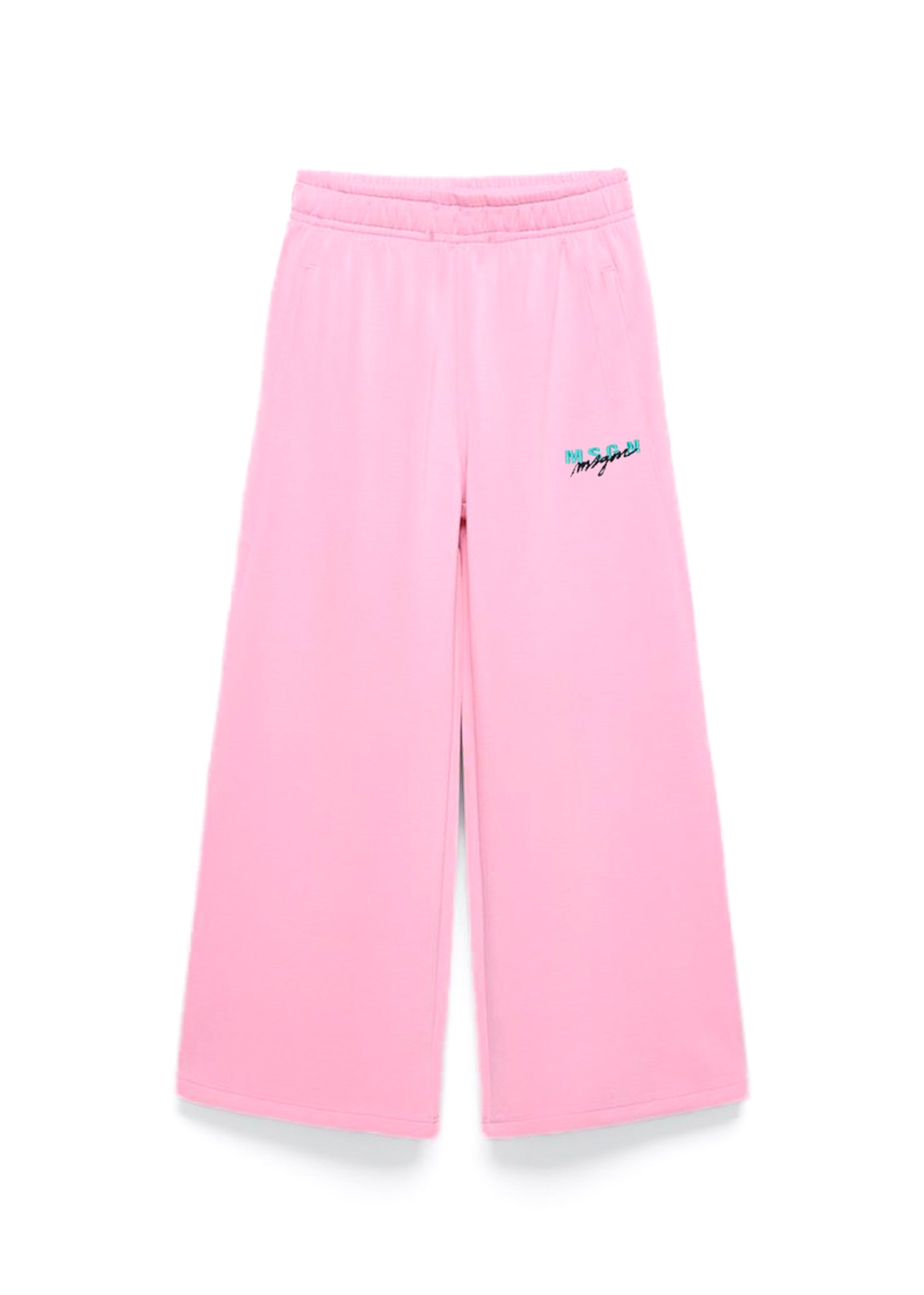 MSGM Kids Pantaloni in Tuta Rosa Wide Leg per Bambine