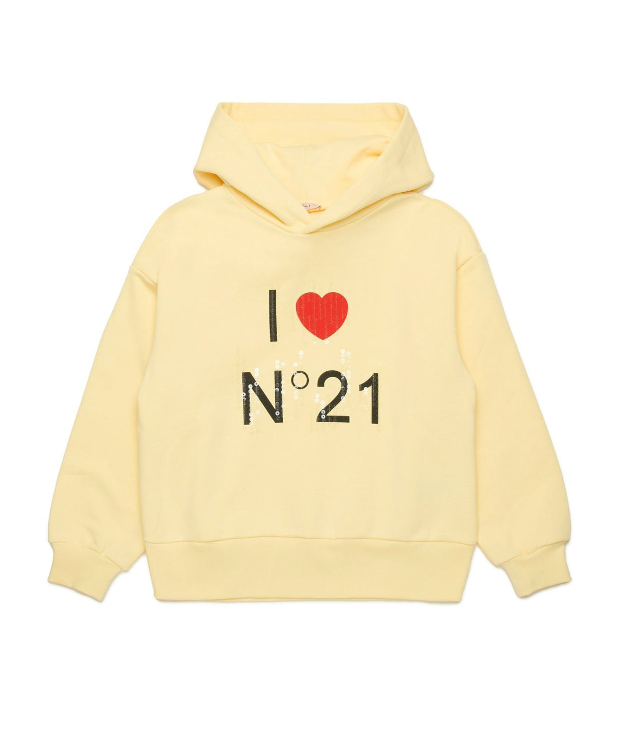 N°21 Kids Felpa Gialla con Cappuccio con Stampa per Bambine 