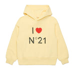 N°21 Kids Felpa Gialla con Cappuccio con Stampa per Bambine 