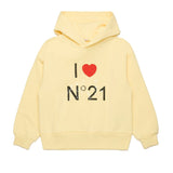 N°21 Kids Felpa Gialla con Cappuccio con Stampa per Bambine 
