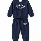 Iceberg Kids Completo Felpa Blu con Stampa Logo per Neonati