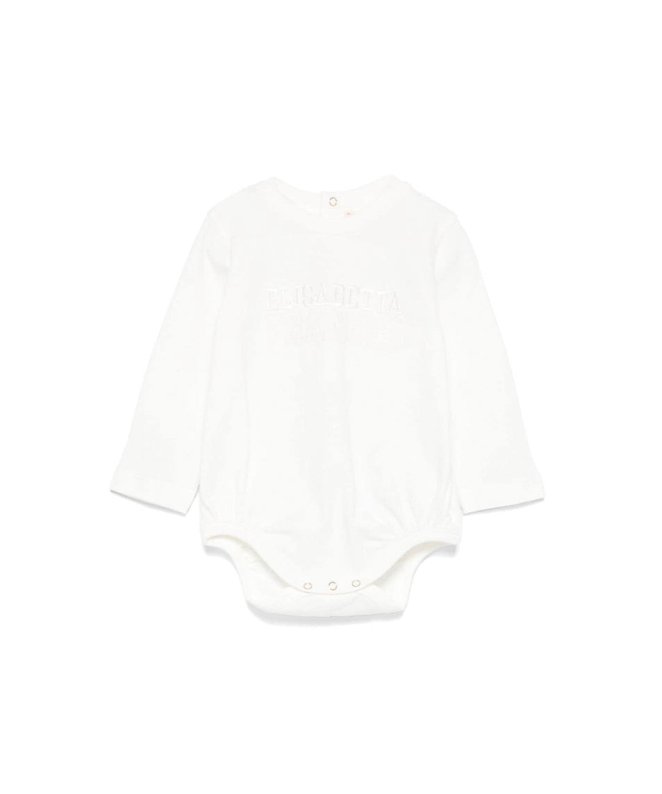 Elisabetta Franchi La Mia Bambina Body Panna con Ricamo per Neonate