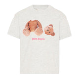 Palm Angels Kids T-Shirt Grigio con Logo Teddy per Bambine